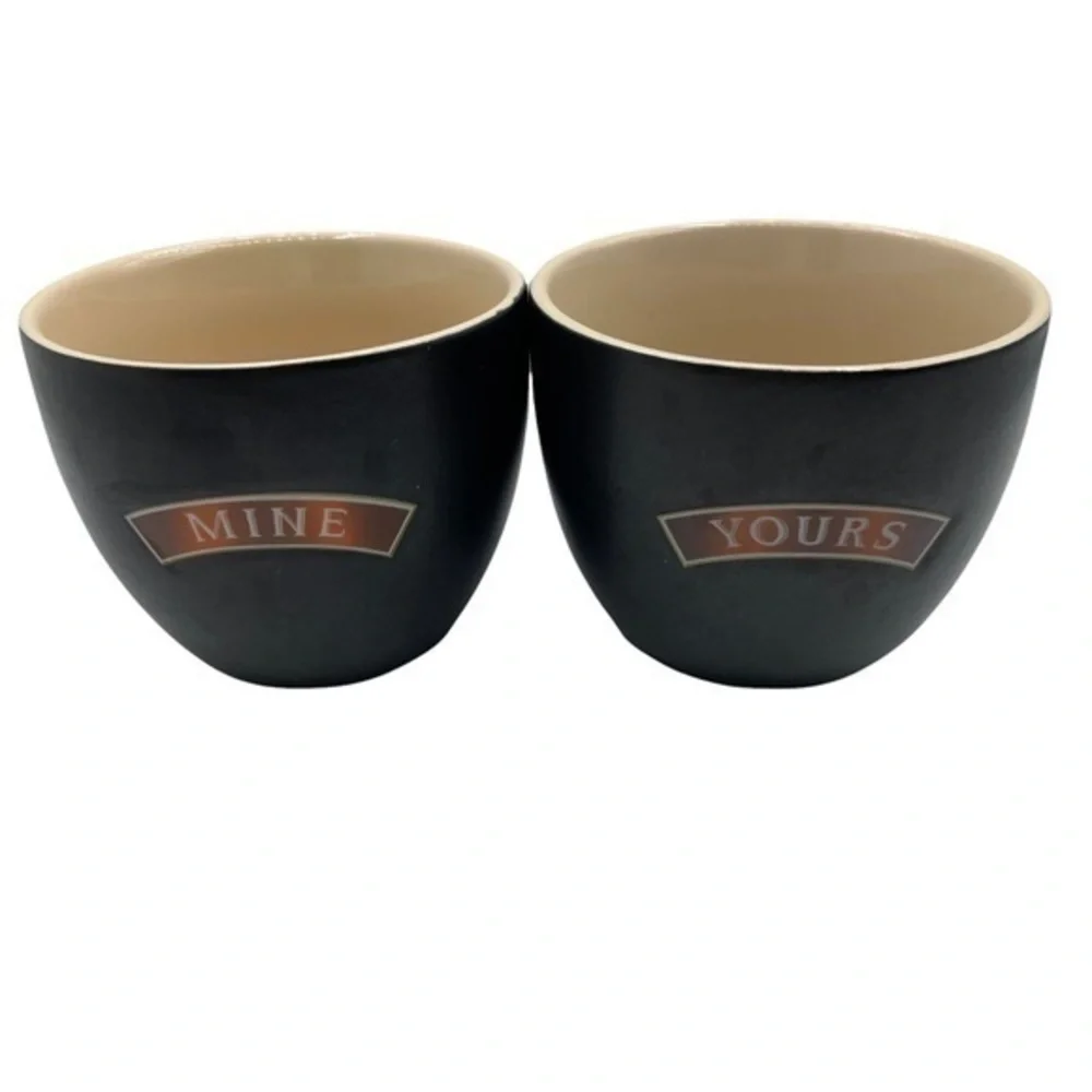 Ceramic Cups - Baileys Irish Cream Gifts | 2pc set - Mine and Yours | Black Tan